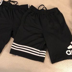 Adidas youth L shorts - GUC - pics of several snags on back of shorts